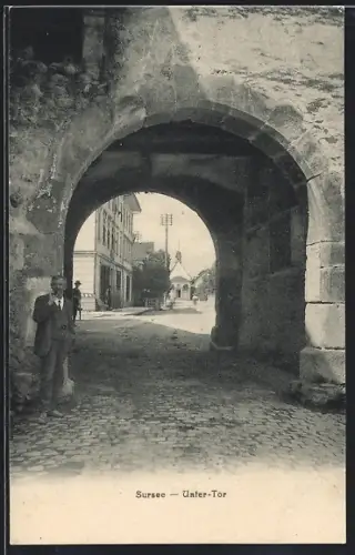 AK Sursee, Blick durch das Unter-Tor