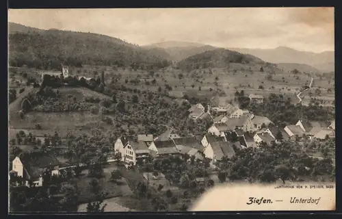 AK Ziefen, Blick auf das Unterdorf aus der Vogelschau