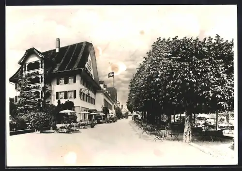AK Ebikon /Luzern, Gasthaus Löwen, Fam. Fässler, Totalansicht mit Garten