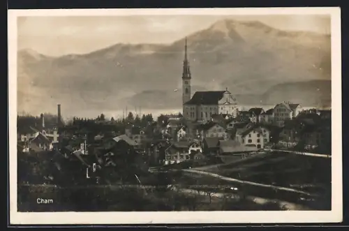 AK Cham, Ortsansicht aus der Vogelschau