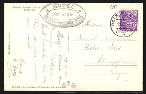 AK Brienz, Rothorn-Kulm, Hotel Brienz-Rothorn-Kulm mit Terrasse und Gästen