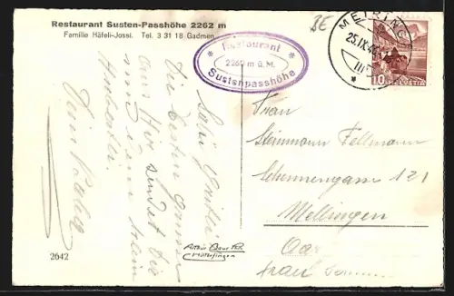 AK Gadmen, Restaurant Susten-Passhöhe