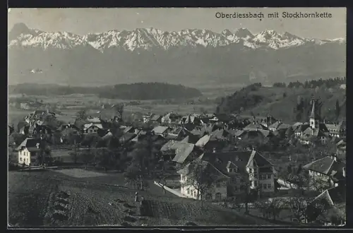 AK Oberdiessbach, Ortsansicht mit Stockhornkette