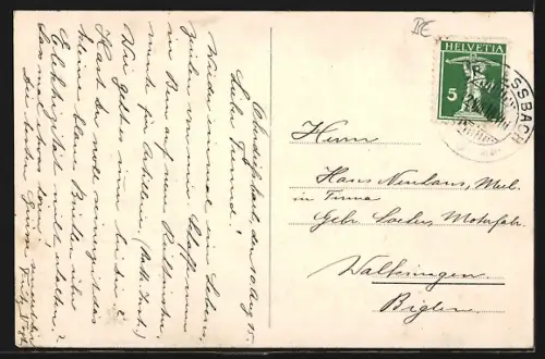 AK Oberdiessbach, Ortsansicht mit Stockhornkette