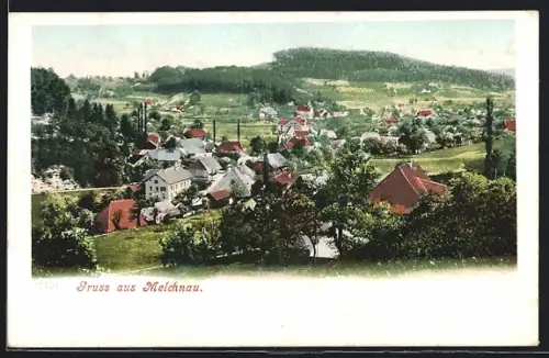 AK Melchnau, Ortsansicht aus der Vogelschau