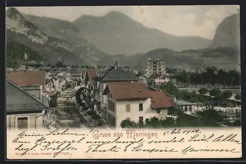 AK Meiringen, Strassenpartie mit Gebäudeansicht