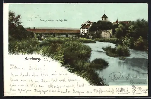 AK Aarberg, Ortsansicht mit Brücke