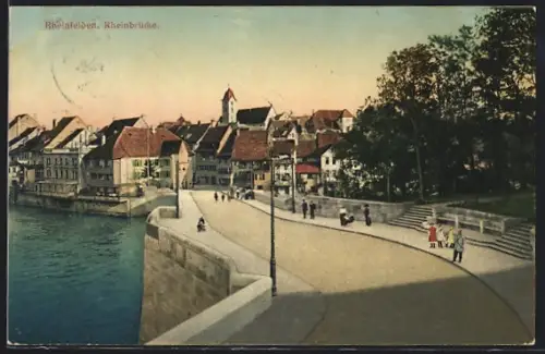 AK Rheinfelden, Rheinbrücke mit Ortspanorama