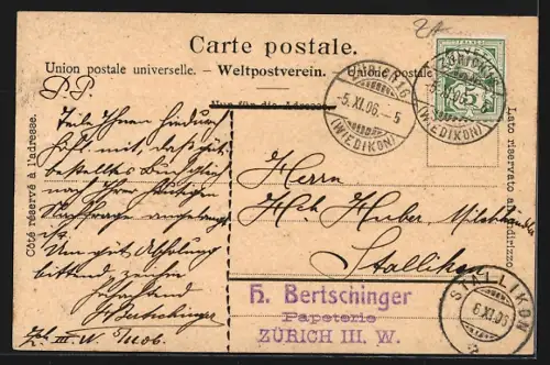AK Wiedikon, Kirche und die neuen Schulhäuser auf dem Bühl