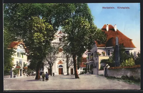 AK Mariastein, Kirchplatz mit Hotel und Kirche