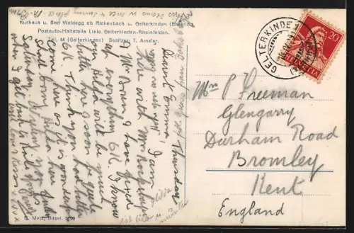 AK Rickenbach /Baselland, Kurhaus & Bad Waldegg ob Rickenbach