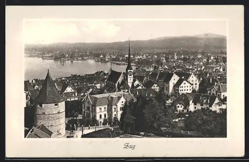 AK Zug, Teilansicht mit Kirche