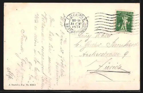 AK Zug, Teilansicht mit Kirche