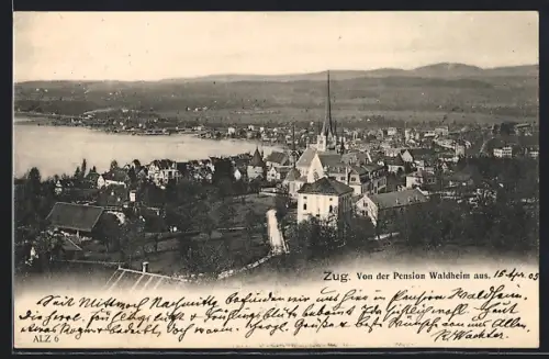 AK Zug, Teilansicht von der Pension Waldheim aus
