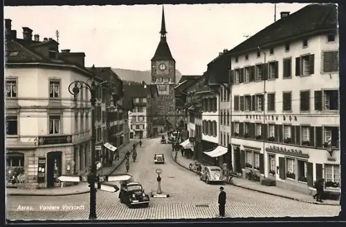 AK Aarau, Vordere Vorstadt mit Hotel Lion d`Or
