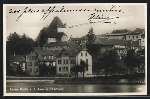 AK Aarau, Partie an der Aare mit Schlössli