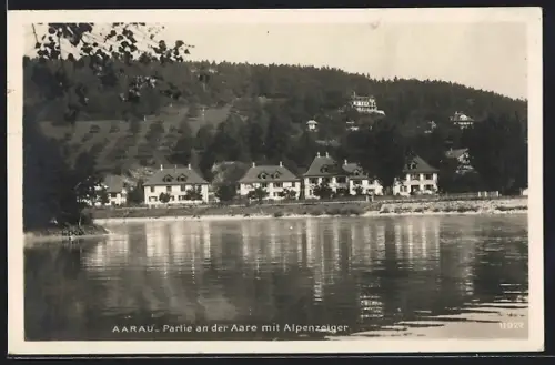 AK Aarau, Partie an der Aare mit Alpenzeiger