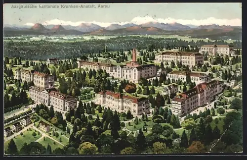 AK Aarau, Aargauische Kranken-Anstalt aus der Vogelschau