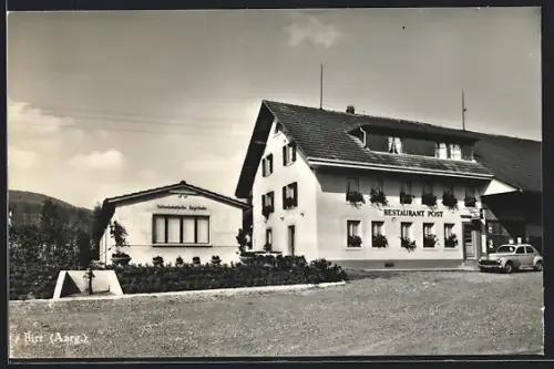 AK Birr /Aarg., Strassenpartie mit Restaurant Post