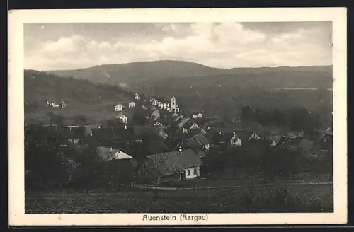 AK Auenstein, Gesamtansicht mit Bergpanorama aus der Vogelschau