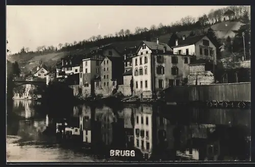 AK Brugg, Uferpartie mit Brücke