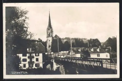 AK Lützelflüh, Brücke mit Kirche