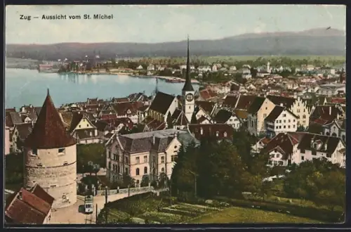 AK Zug, Aussicht vom St. Michel, Blick über den Ort