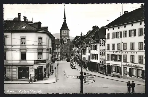 AK Aarau, Vordere Vorstadt mit Hotel Lion d`Or