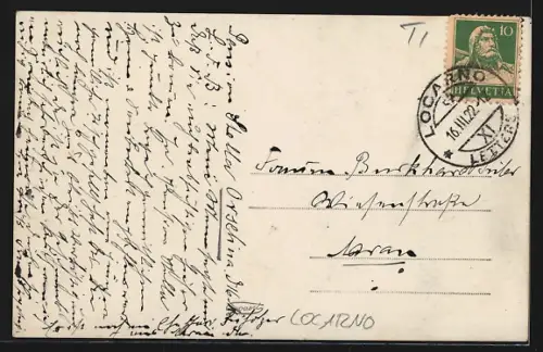 AK Locarno, Panorama mit Kirche