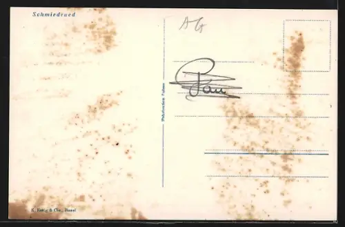 AK Schmiedrued, Strassenpartie mit Bäumen