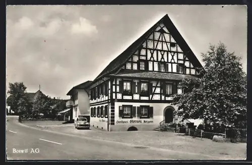 AK Boswil /AG, Strassenpartie mit Metzgerei u. Gasthaus Sternen