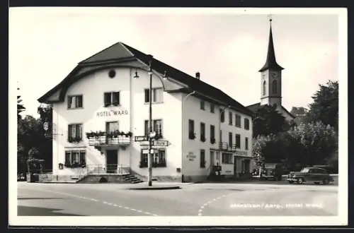 AK Menziken /Aarg., Hotel Waag mit Kirche