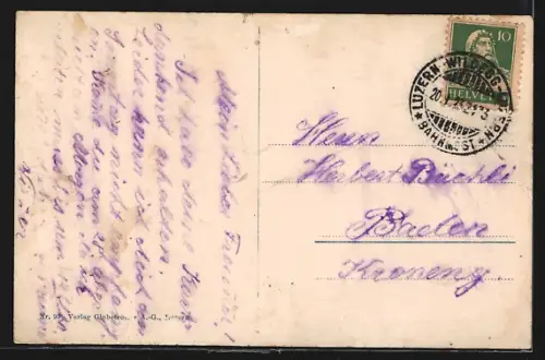 AK Beinwil a. See, Teilansicht mit Bergen