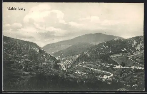 AK Waldenburg, Panorama mit Bergen