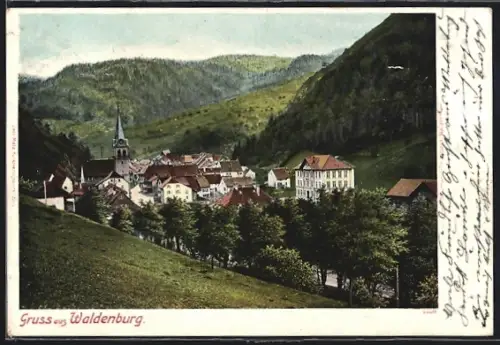 AK Waldenburg, Teilansicht mit Kirche