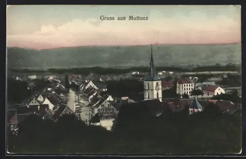 AK Muttenz, Strassenpartie mit Kirche