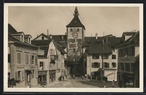 AK Liestal, Strassenpartie am Tor mit Restaurant
