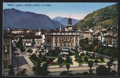 AK Locarno, Giardini pubblici e la Posta