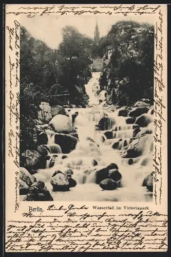 AK Berlin-Kreuzberg, Wasserfall im Victoriapark