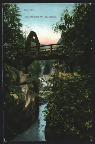 AK Bodetal, Teufelsbrücke mit Bodekessel