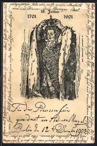 AK Portrait Friedrich I. von Preussen, 18. Januar 1701