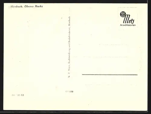 AK Miesbach, Oberer Markt mit Denkmal