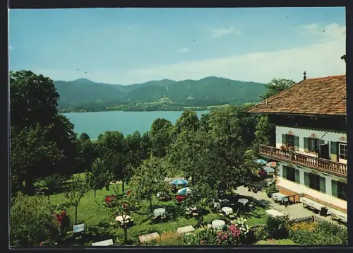 AK Gmund am Tegernsee, Café Unterbuchberg, Inh. Familie Pronath, mit Garten und Tegernsee