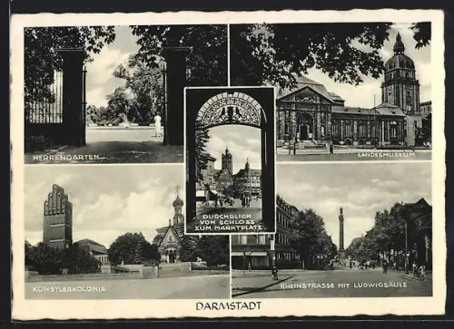 AK Darmstadt, Künstlerakademie, Herrengarten, Landesmuseum