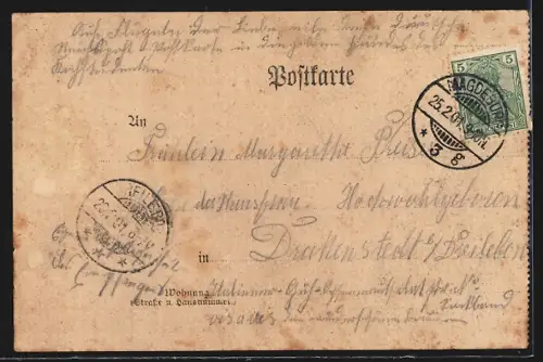 AK Magdeburg, Augusta-Strasse mit Kirche