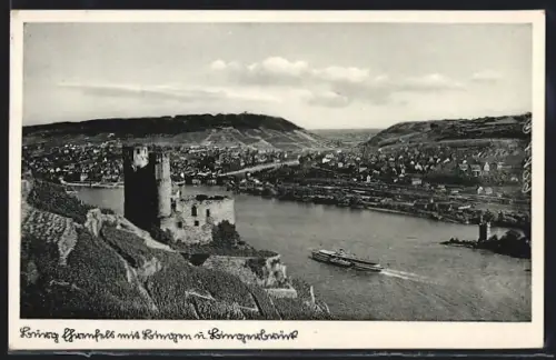 AK Bingen a. Rh., Burgruine Ehrenfels und Bingerbrück