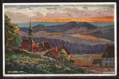 Künstler-AK Kreuzberg / Rhön, Panorama