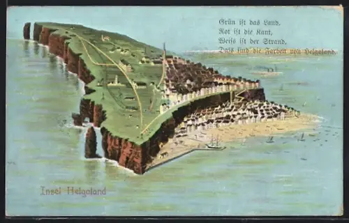 AK Helgoland, Gesamtansicht mit Gedicht