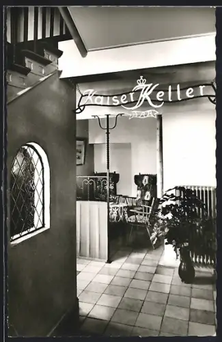 AK Bernkastel-Kues, Hotel Römischer Kaiser, Bes. H. Schömann, Kaiser-Keller mit Bar