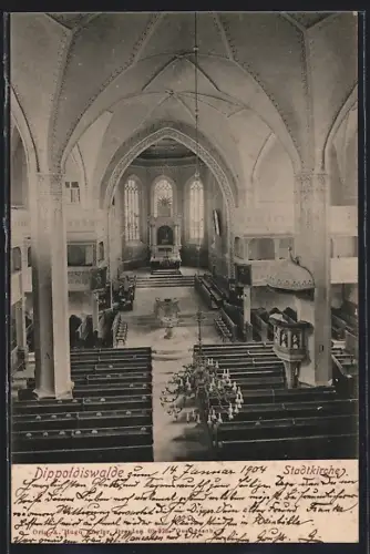 AK Dippoldiswalde, Kirchsaal der Stadtkirche